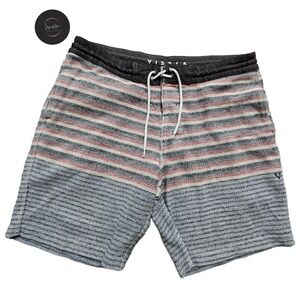 Vissla‎ Swim Mens Large Blue Striped Knit Sofa Surfer 8" Beach Walk Golf